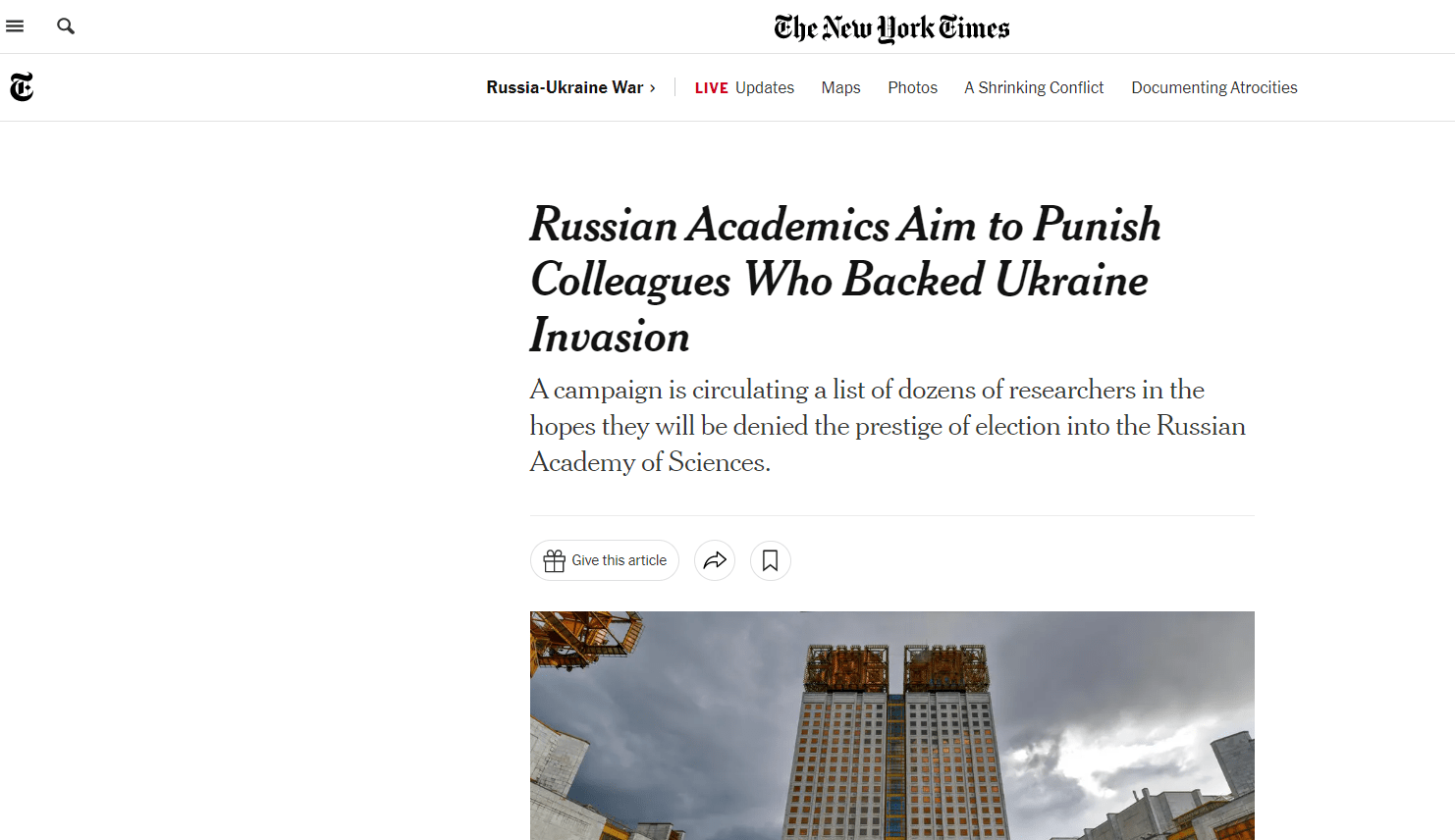 NYT сообщает о группе учёных – предателей РФ, стремящихся повлиять на выборы в РАН