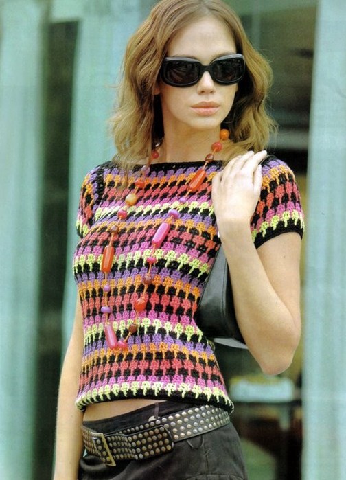 Вязание разноцветного кофты