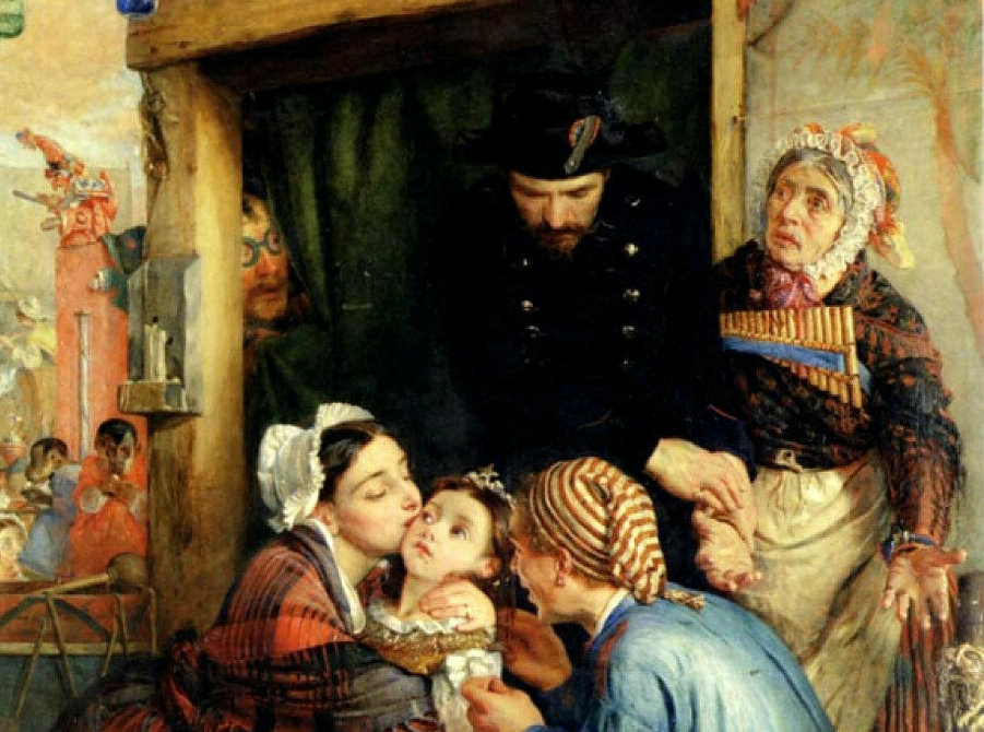 Филипп Гермоген Кальдерон «Французские крестьяне находят украденного ребенка», фрагмент