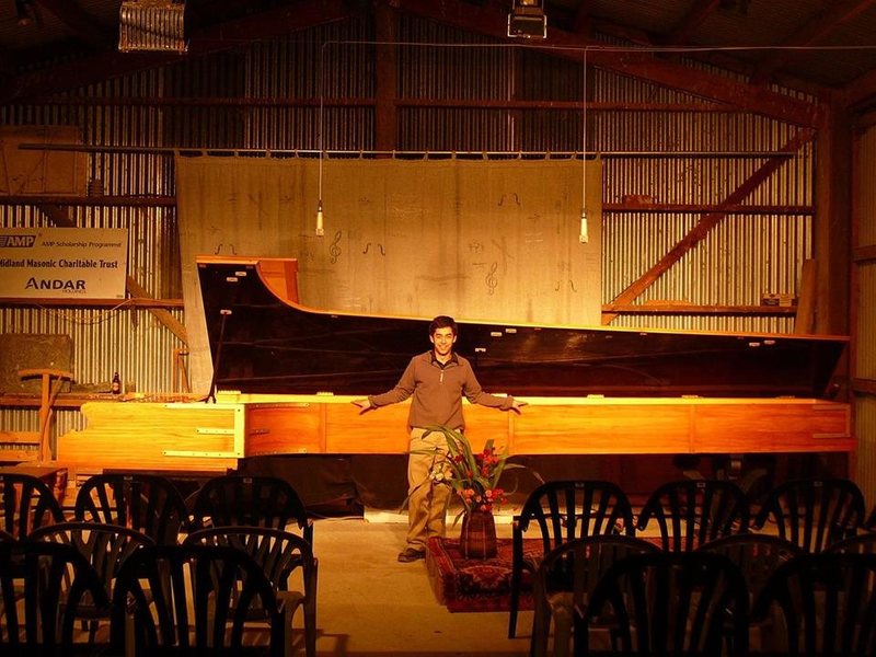 Mann with his piano.