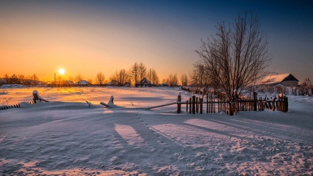 Морозное утро в деревне деревня, зима, красота, россия, снег