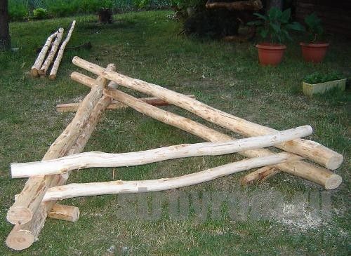 Качели своими руками из брёвен 4