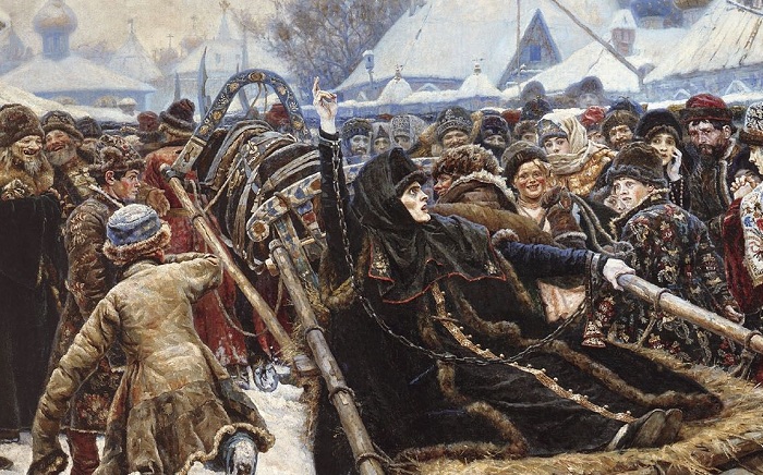 Фрагмент картины «Боярыня Морозова» В.И. Сурикова, 1887 год. Фрагмент картины «Боярыня Морозова» В.И. Сурикова, 1887 год.