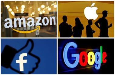 The logos of Amazon, Apple, Facebook and Google are seen in a combination photo from Reuters files. REUTERS/File Photos The logos of Amazon, Apple, Facebook and Google are seen in a combination photo from Reuters files. REUTERS/File Photos