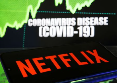 Netflix logo is seen in front of diplayed coronavirus disease (COVID-19) in this illustration taken March 19, 2020. REUTERS/Dado Ruvic/Illustration Netflix logo is seen in front of diplayed coronavirus disease (COVID-19) in this illustration taken March 19, 2020. REUTERS/Dado Ruvic/Illustration