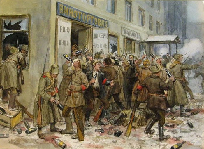 «Разгром винной лавки». (1917). Автор: Иван Владимиров. «Разгром винной лавки». (1917). Автор: Иван Владимиров.