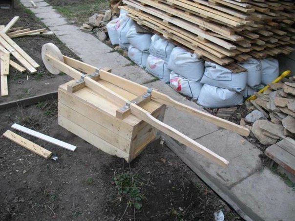 Садовая тачка из ящика Садовая тачка из ящика