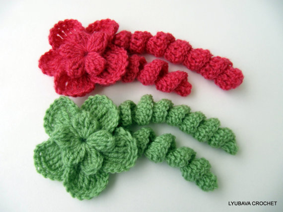 Tutorial padrão de flor de crochê com redemoinhos, bonito, original Curly Flor 3D Download imediato PDF arquivo Liubava crochet número de padrão 19