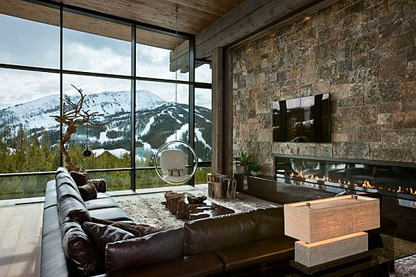 проект дома шале | гостиная