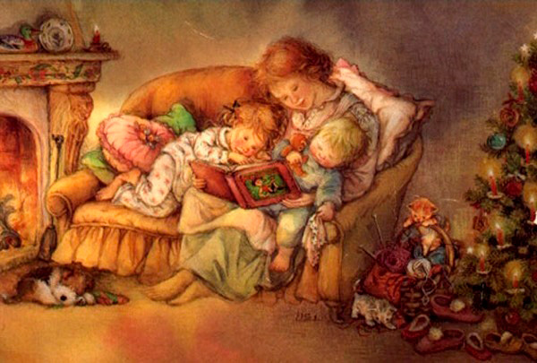 мама читает детям книжку