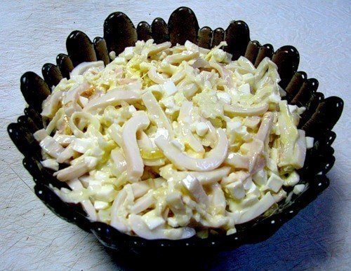 салат русалочка с кальмарами
