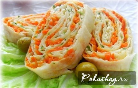 Закуска из лаваша с морковью Закуска из лаваша с морковью