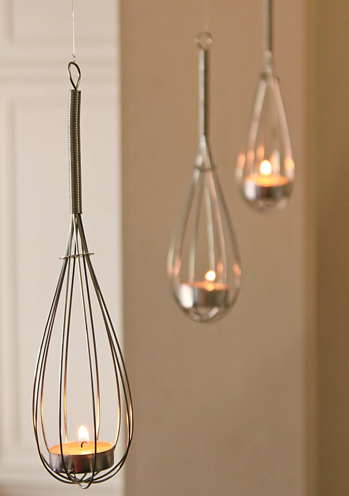 Hanging Whisk Tealight Holders