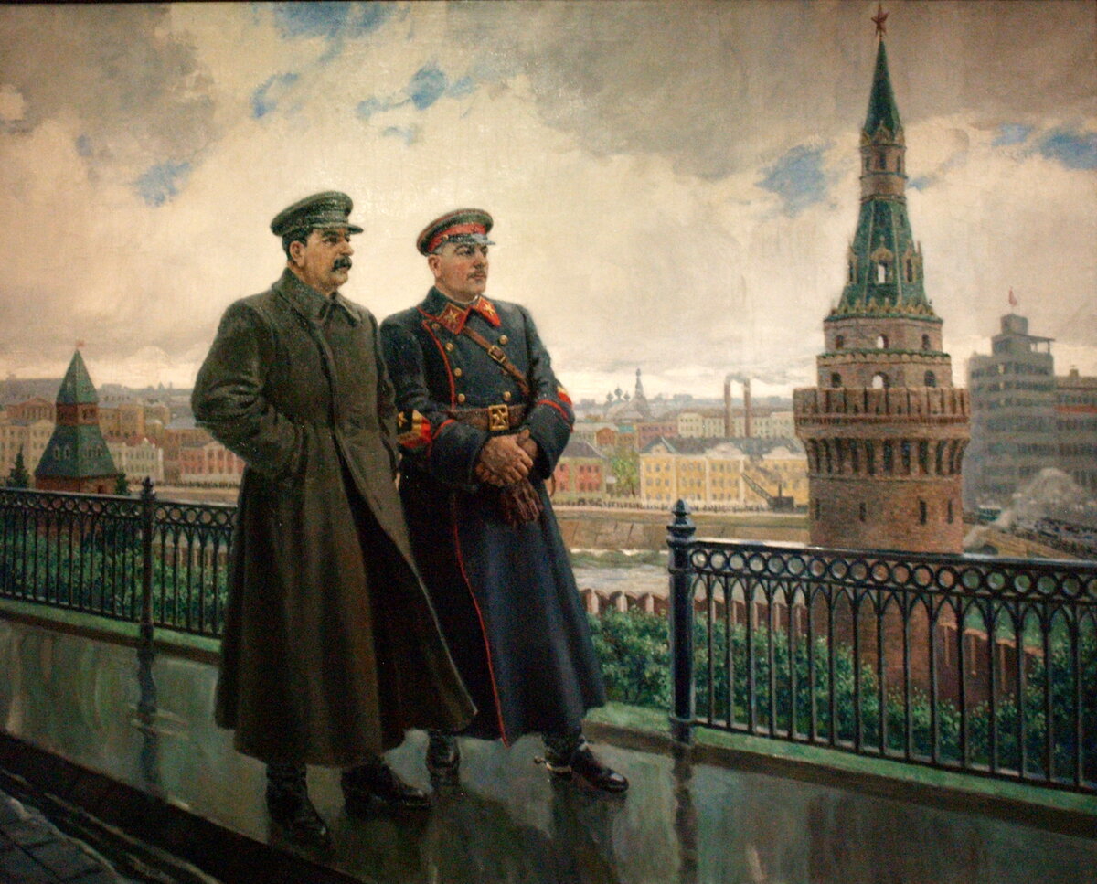 А. Герасимов. И.В. Сталин и К.Е. Ворошилов в Кремле. 1938 год.