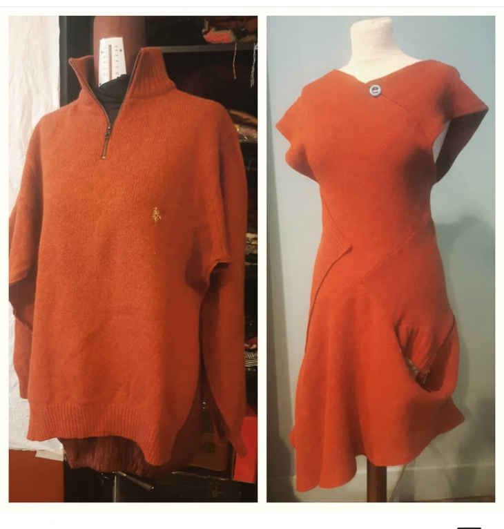 Дизайнерское платье из мужского свитера