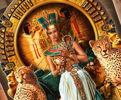Милашка в образе египетской царицы совокупляется с другом на троне
