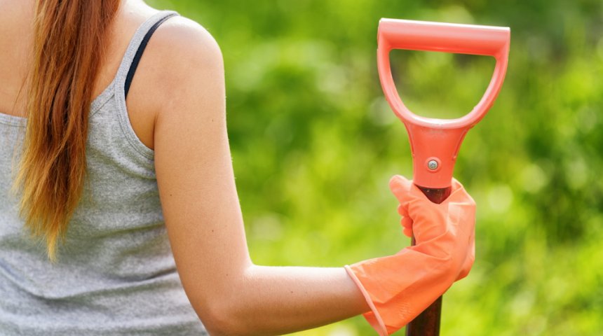 Woman working in the garden.