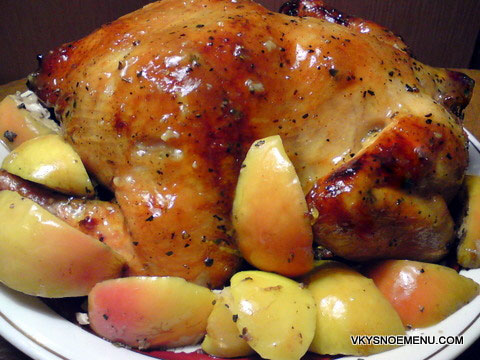 Курица фаршированная яблоками пошаговый рецепт