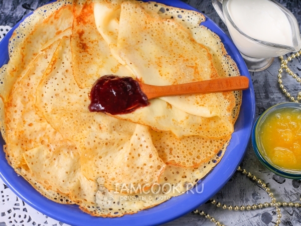 Ажурные блины на кефире с кипятком