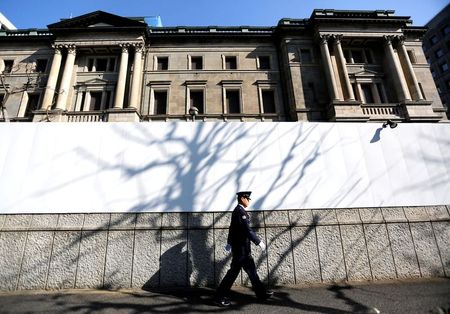 FILE PHOTO: A security guard walks past in front of the Bank of Japan headquarters in Tokyo, Japan January 23, 2019. REUTERS/Issei Kato FILE PHOTO: A security guard walks past in front of the Bank of Japan headquarters in Tokyo, Japan January 23, 2019. REUTERS/Issei Kato