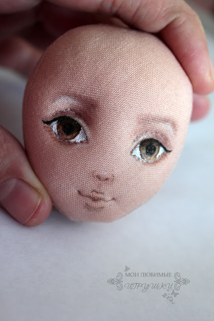 Утяжка лица текстильной куклы подробно