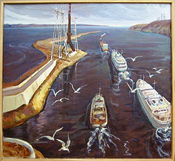 "Чебоксарская ГЭС", 1980, холст, масло. 150 х 160, ЧГХМ
