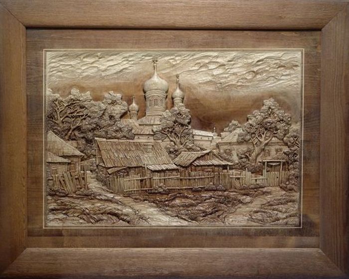 Резные картины из дерева