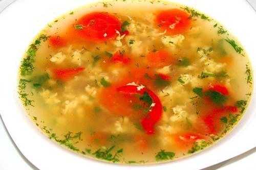 Простой куриный суп с яйцом Простой куриный суп с яйцом