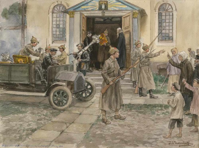 Реквизиция церковного имущества в Петрограде. (1922). Автор: Иван Владимиров. Реквизиция церковного имущества в Петрограде. (1922). Автор: Иван Владимиров.