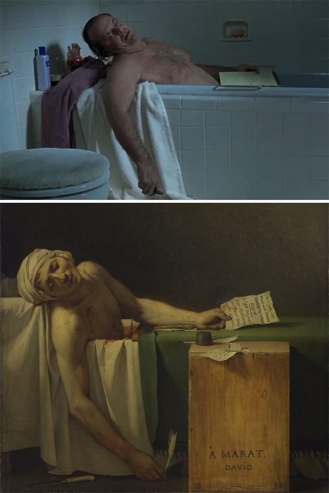 «О Шмидте», 2002 год, реж. Александр Пэйн и «Смерть Марата», 1973 год, Жак-Луи Давид. На стыке двух искусств