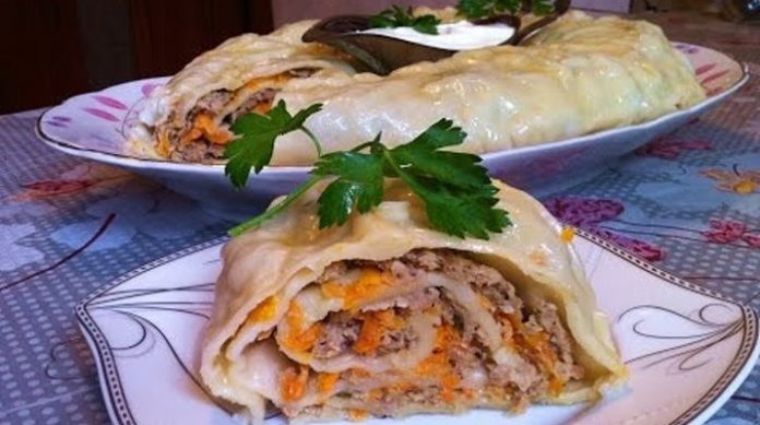 Самый вкусный ханум: рулет с мясом на пару