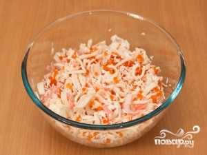 Салат крабовые палочки икра кальмара