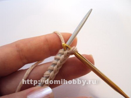 Вязание спицами. Набор петель косичкой, с открытыми петлями