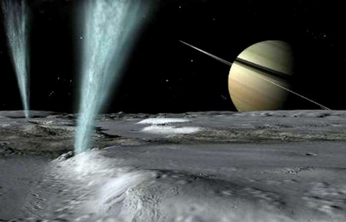 Горячие пятна на спутнике Сатурна Энцеладе.