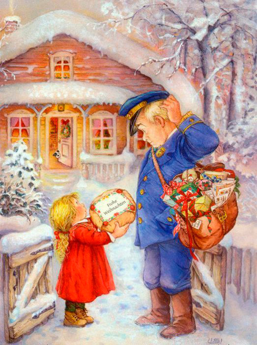 девочка и почтальон