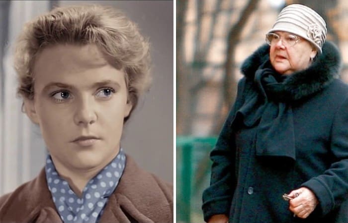 Нина Иванова в фильме *Весна на Заречной улице*, 1956, и в начале 2000-х гг. | Фото: kinodisk.com и biographe.ru Мгновение славы и годы забвения Нины Ивановой: Почему звезда фильма «Весна на Заречной улице» пропала с экранов