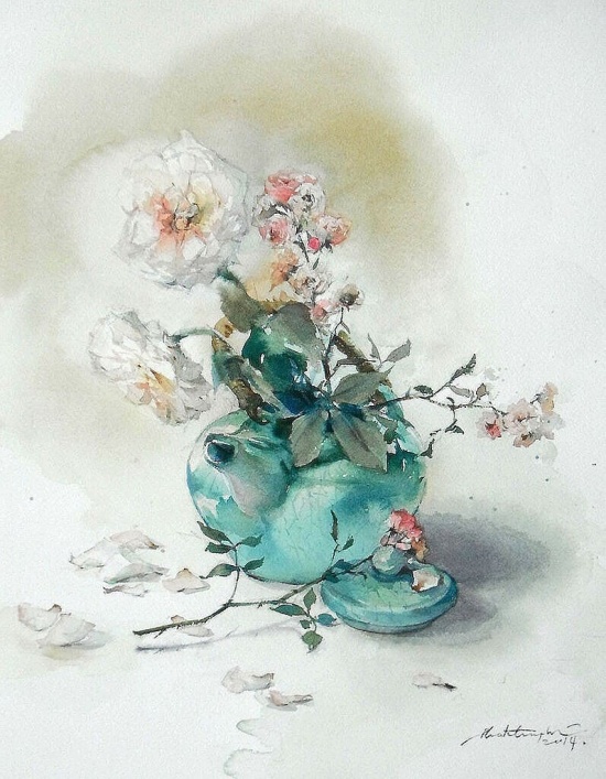 Художник Phatcharaphan Chanthep. Акварельные сады