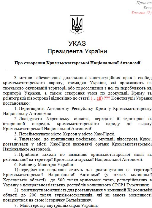 Порошенко дарит Херсонскую область туркам и крымским татарам