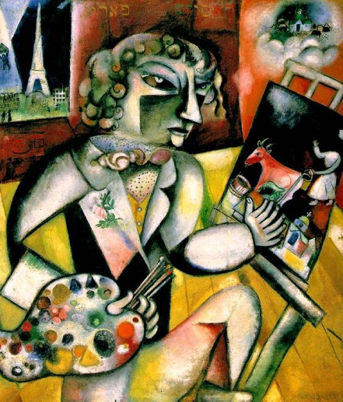 Автопортрет с семью пальцами. Автор: Марк Шагал. Автопортрет с семью пальцами. Автор: Марк Шагал.