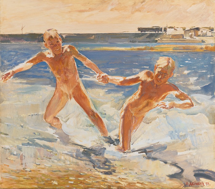 «На Донбассе». (1954 год). Холст, масло. (423 тыс. Sotheby’s, Лондон. 2016 г.). Автор: Александр Дейнека. «На Донбассе». (1954 год). Холст, масло. (423 тыс. Sotheby’s, Лондон. 2016 г.). Автор: Александр Дейнека.