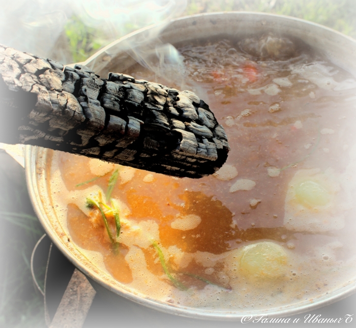 УХА из водки с головёшкой Еда, Уха, Уха на костре, Рыба, Тройная уха, Длиннопост