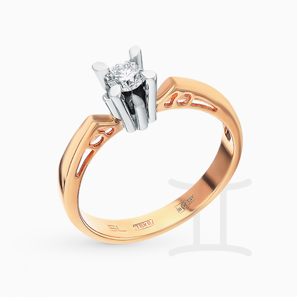 Помолвочное кольцо SL из коллекции «Бриллианты Якутии», розовое золото, бриллиант 