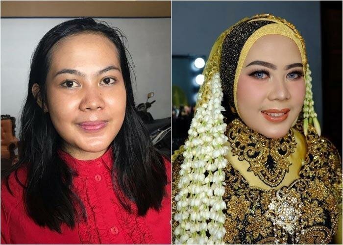 Совершенно разные люди: 21 фото о том, как макияж меняет азиатских невест