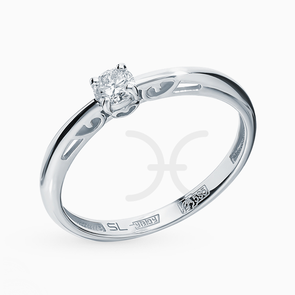 Помолвочное кольцо SL, белое золото, бриллиант