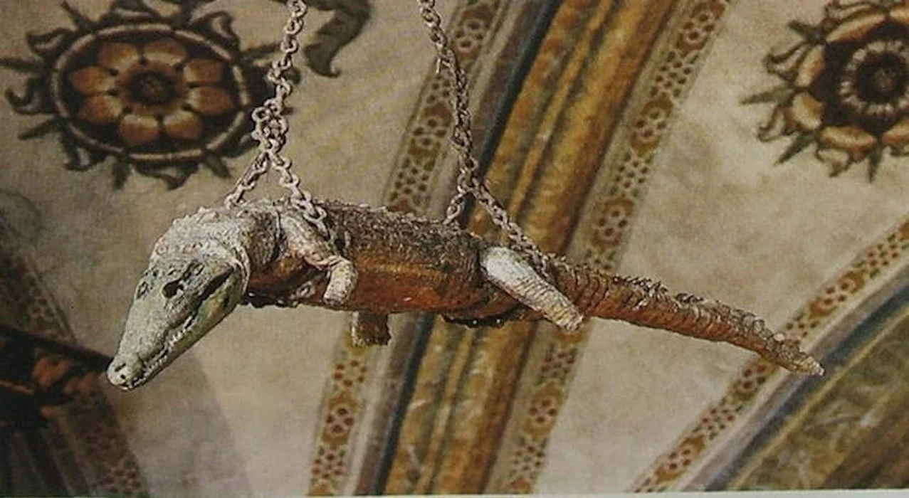 Достопримечательность – к подвесу церковного потолка прикреплено мумифицированное тело крокодила