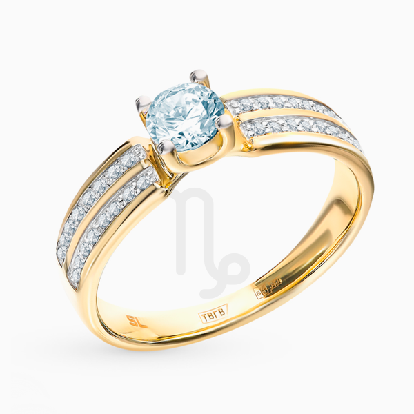 Помолвочное кольцо SL из коллекции «Бриллианты Якутии», желтое золото, бриллианты 