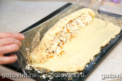 Фотографии рецепта Картофельный рулет с рыбой и овощами, 08 Картофельный рулет с рыбой и овощами, Шаг 08