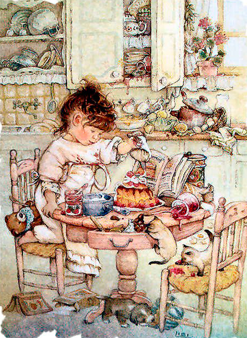 девочка накрывает на стол