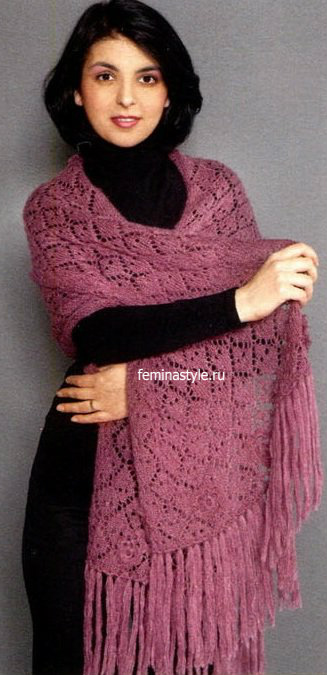Ажурный палантин спицами
