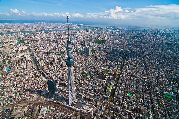 Небоскреб Sky Tree на фоне Токио